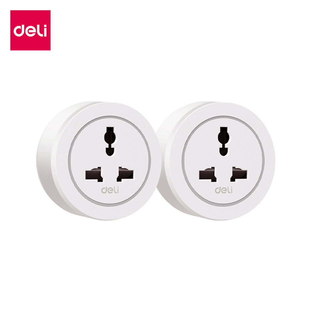 อแดปเตอร์ DELI ET889-WH-02 2500W 10A สีขาว 2 ชิ้น_0